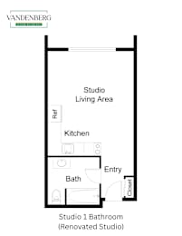 Vandenberg Senior Residence Renovated Studio 1 Bathroom Floorplan