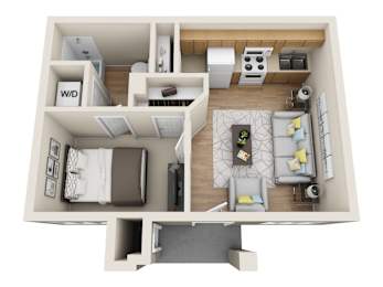 Whispering Palms one bedroom one bathroom floorplan