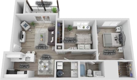 a 2 bedroom floor plan  the crossings at townsend apartments