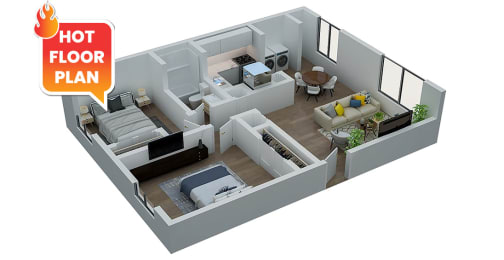 a floor plan of a house with a hot floor plan