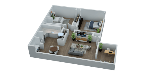 a bedroom and living room are shown in thisfloor plan