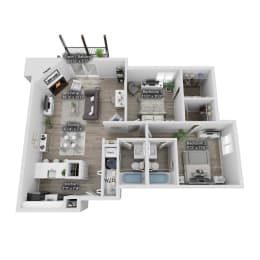 a floor plan of a house with manyartments and a swimming pool