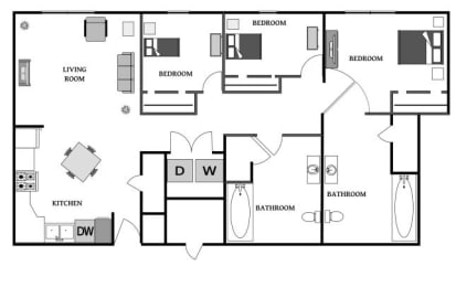  Floor Plan Three Bedroom