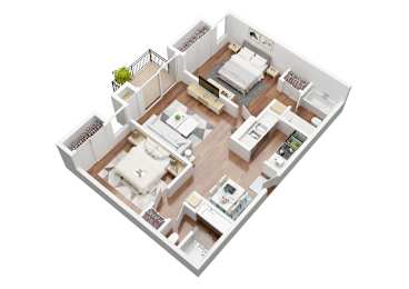 Cielo 2 Bedroom Apartment Split Floor Plan