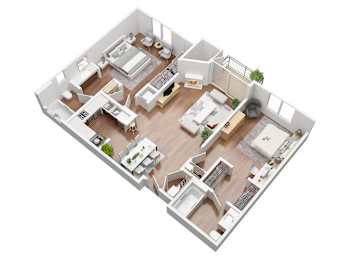 2 Bedroom floorplan 3D