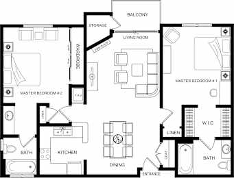 2 Bedroom floorplan 2D