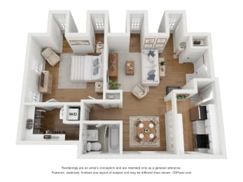 a 1 bedroom floor plan with a bathroom and a living room