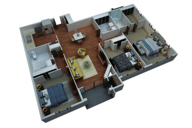 a floor plan with a bedroom and a living room at The Austin Apartment Homes, New Jersey, 08096