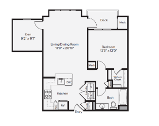 A1D Floor Plan at Merion Stratford Apartment Homes, Stratford, CT
