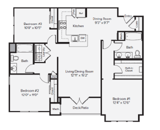 C1 Floor Plan at Merion Stratford Apartment Homes, Connecticut, 06614