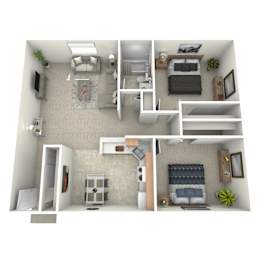 2 Bed 1 Bath Floor Plan at North Pointe Apartments, Clifton Park