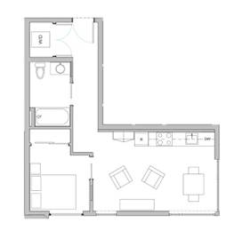  Floor Plan 1 Bedroom, 1 Bath B MFTE
