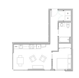  Floor Plan 1 Bedroom, 1 Bath C MFTE