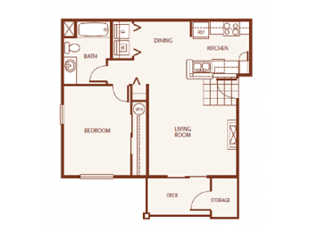  Floor Plan 1 Bed 1 Bath A2