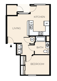 Floor Plan  1 Bed 1 Bath  A1A