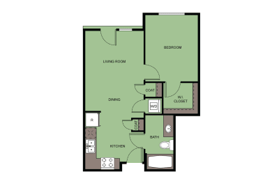  Floor Plan 1 Bed 1 Bath  A1