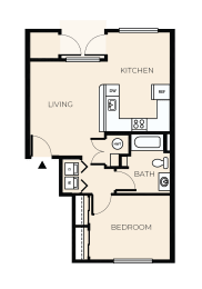 Floor Plan  1 Bed 1 Bath  A3