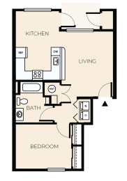 Floor Plan  1 Bed 1 Bath  A4