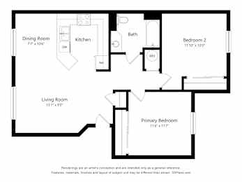 A black and white image of a floor plan for a house.