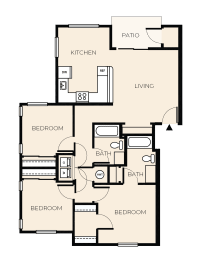 Floor Plan  3 Bed 2 Bath  C3
