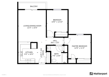  Floor Plan 2 Bed, 1 Bath B50