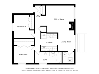  Floor Plan 2 Bed, 1 Bath B1