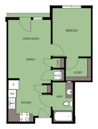  Floor Plan 1 Bed 1 Bath  A5
