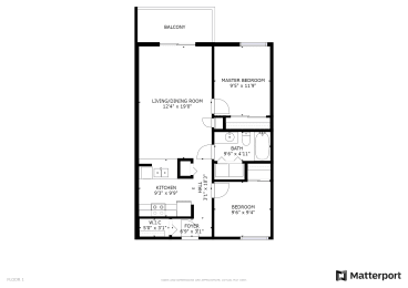  Floor Plan 2 Bed, 1 Bath B35