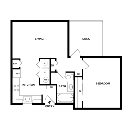  Floor Plan 1 Bed, 1 Bath A60 - Commons II