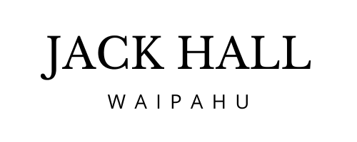a logo with the words jack hall wapping on a green background