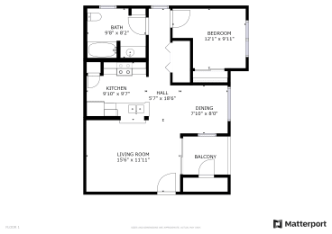  Floor Plan 1 Bed, 1 Bath A30 - Townhomes II