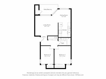 A black and white drawing of a house layout.