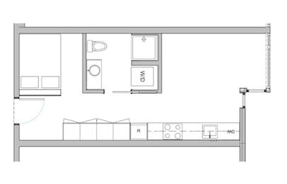  Floor Plan Urban 1 Bedroom, 1 Bath MFTE
