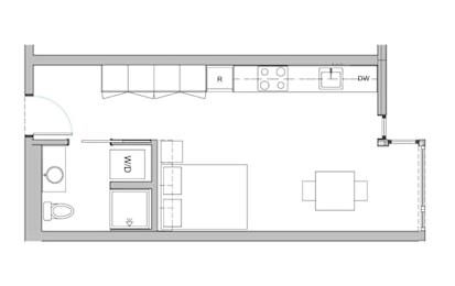  Floor Plan Studio, 1 Bath A MFTE