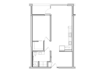  Floor Plan 1 Bed, 1 Bath Den A4A