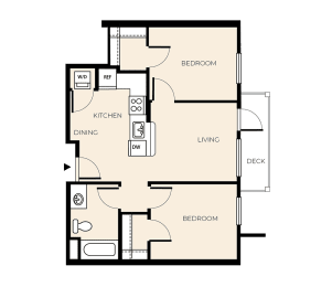  Floor Plan 2 Bed 1 Bath (B3)