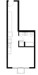  Floor Plan Studio 1 Bath  S6
