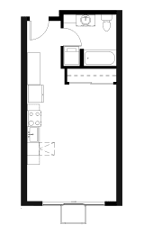  Floor Plan Studio 1 Bath  S8