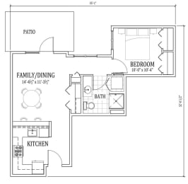  Floor Plan 1 Bed, 1 Bath A5