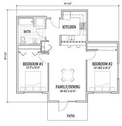  Floor Plan 2 Bed, 1 Bath B5