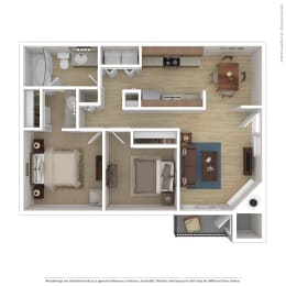  Floor Plan 2 Bed, 1 Bath B1
