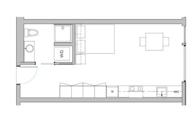  Floor Plan Studio, 1 Bath B MFTE