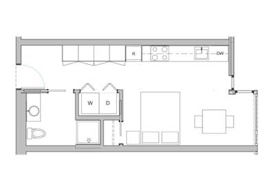  Floor Plan Studio, 1 Bath C MFTE