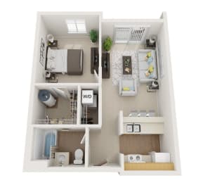  Floor Plan 1 Bed 1 Bath  Capri
