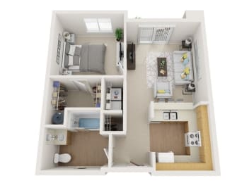  Floor Plan 1 Bed 1 Bath  Siena