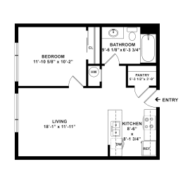  Floor Plan 1 Bed, 1 Bath A60 - Walton II
