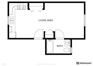  Floor Plan Studio, 1 Bath S1