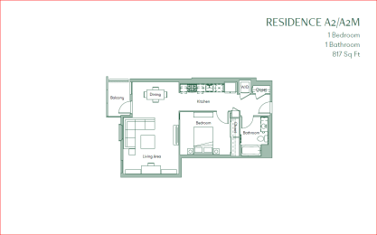 The Baxter floorpan 1 Bedroom 1 Bath 817 square feet at The Baxter Apartments, Los Angeles