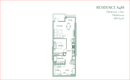 the residence 1 bedroom floor plan at The Baxter Apartments, Los Angeles