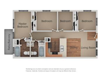 4Bed 2Bath Floor Plan at Creekside Villas Apartments, California, 92102